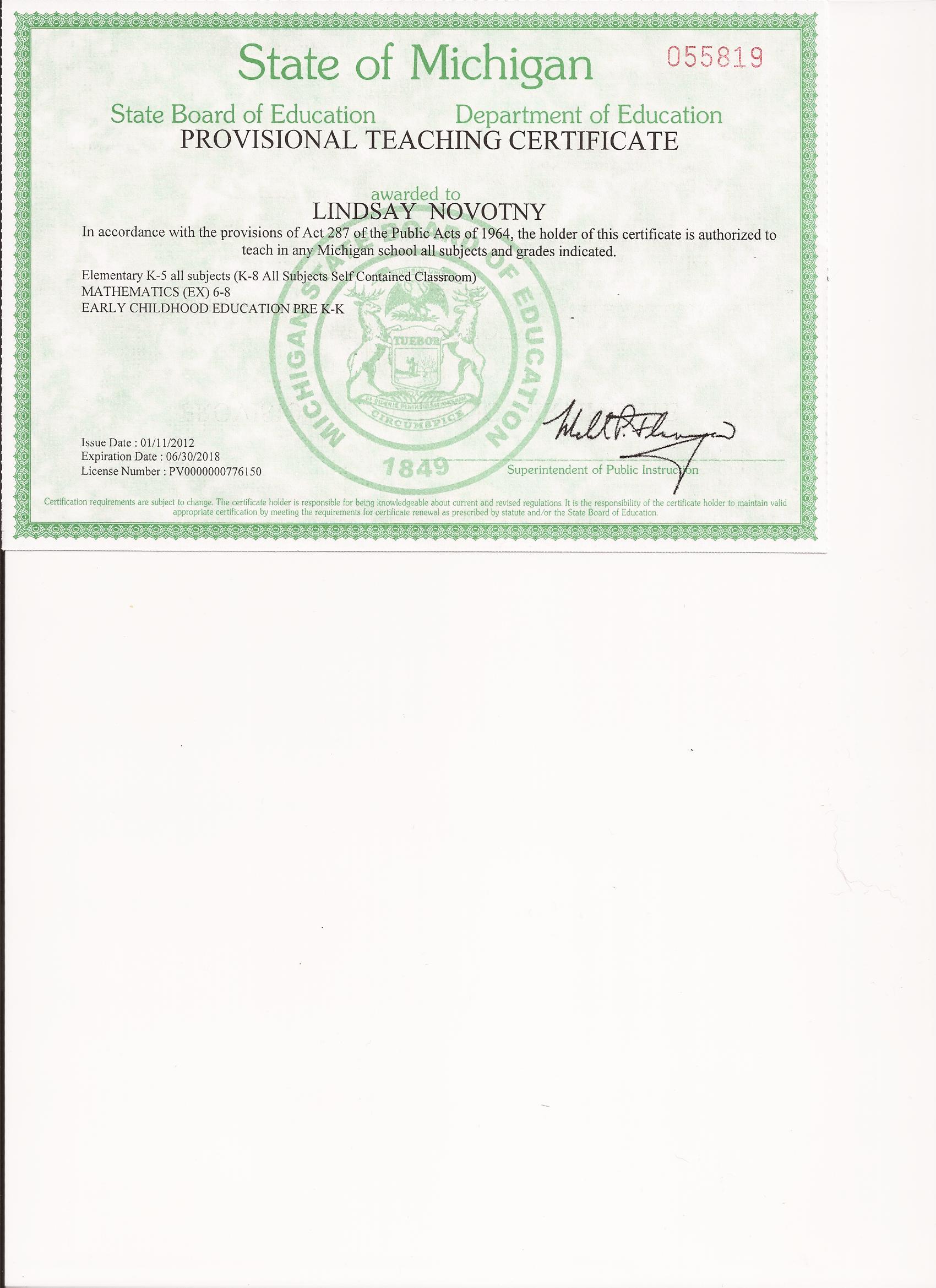 Certification Mrs Machemer #39 s Portfolio